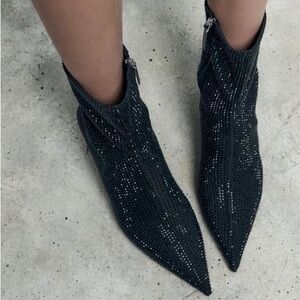Zara RHINESTONES HEELED ANKLE BOOTS. Black. Sizes 6, 6.5. New with Tags.